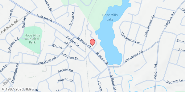 Map showing Word of Truth Ministries at 3533 N. Main St., Hope Mills, NC