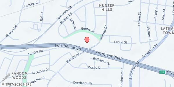 Map showing One Step Further at 1806 Merritt Drive, Hunter Hills, NC