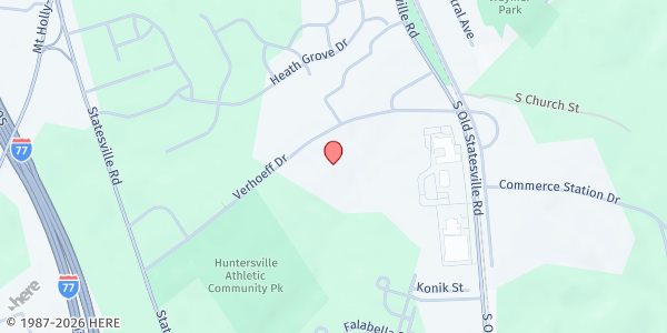 Map showing Central Piedmont Community College Emergency Food Pantry @ Maerancas Campus at 11930 Verhoeff Dr, Huntersville, NC