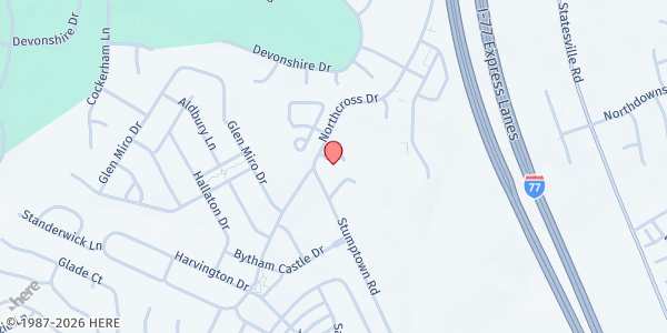 Map showing HOPE HOUSE FOUNDATION at 15604 Northcross Drive, Huntersville, NC