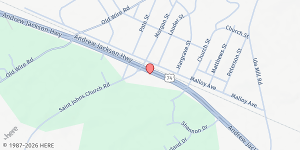 Map showing New Covenant Christian Center at 9460 Andrew Jackson Hwy., Ida Mill, NC