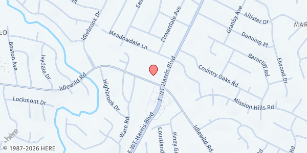 Map showing New Hope Baptist Church at 7841 Idlewild Road, Idlewild Farms, NC