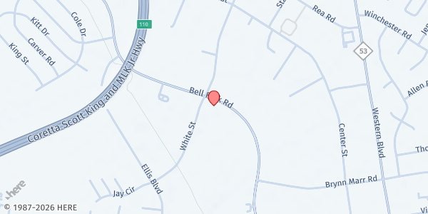 Map showing Kingdom City Ministries of Onslow at 610 Bell Fork Rd., Jacksonville, NC