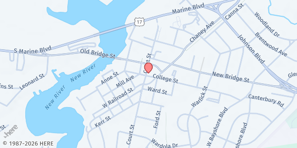 Map showing Onslow Community Outreach, Inc. - Main Office at 600 Court Street, Jacksonville, NC