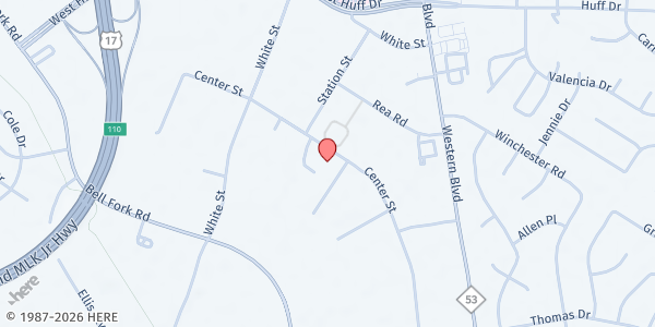 Map showing Salvation Army Food Bank in Onslow at 403 Center Street, Jacksonville, NC