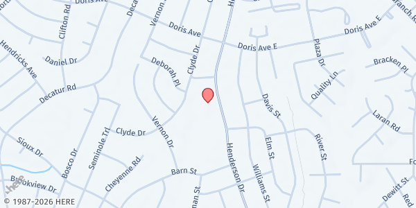 Map showing St. Anne's Episcopal Church at 711 Henderson Drive, Jacksonville, NC