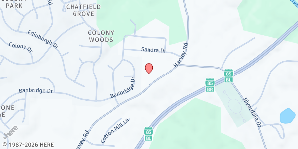 Map showing Renaissance Road Church at 5114 Harvey Rd., Jamestown, NC