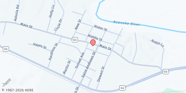 Map showing Jamesville Community Food Pantry at 2038 Main St., Jamesville, NC