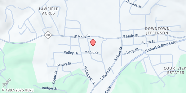 Map showing Ashe Food Pantry at 115 Colvard St, Jefferson, NC