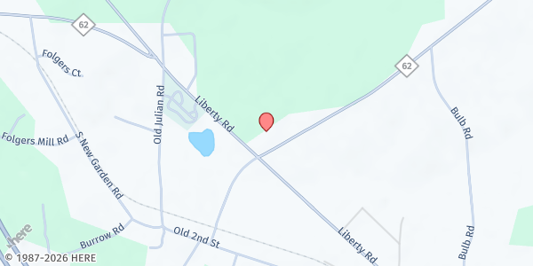 Map showing Julian United Methodist Church at 2105 NC Hwy 62 E, Julian, NC