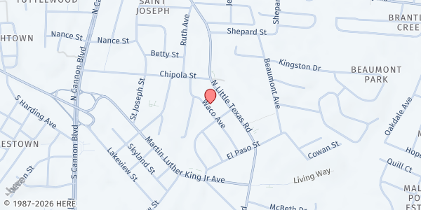 Map showing Church of God of Prophecy at 140 Waco Avenue, Kannapolis, NC