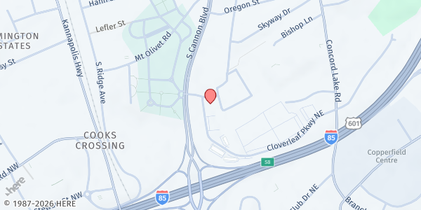 Map showing Salvation Center Church at 2901 Cloverleaf Parkway, Kannapolis, NC