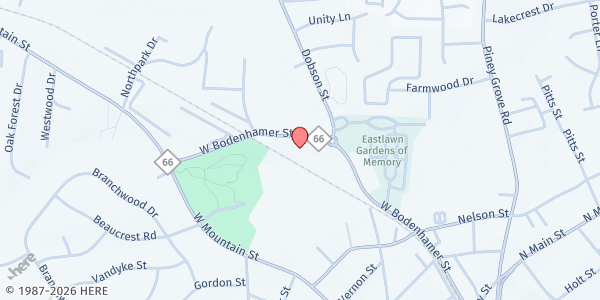 Map showing Crisis Control Kernersville at 431 W. Bodenhamer St., Kernersville, NC