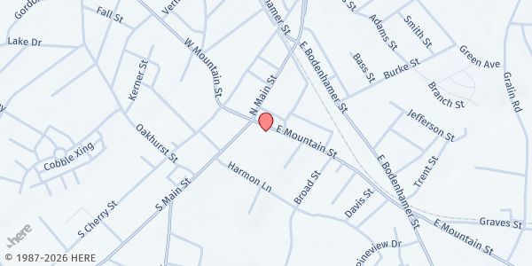 Map showing Kernersville Food Pantry at 130 E. Mountain St., Kernersville, NC