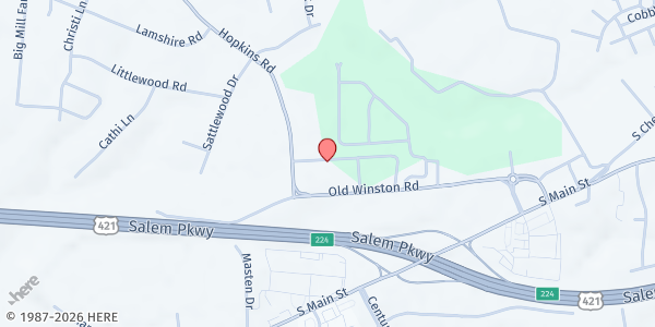 Map showing Kernersville Seventh Adventist Church, Nature's Pantry at 896 Old Winston Road, Kernersville, NC