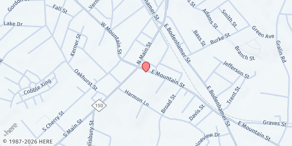 Map showing The Salvation Army-Kernersville at 130 E. Mountain St., Kernersville, NC