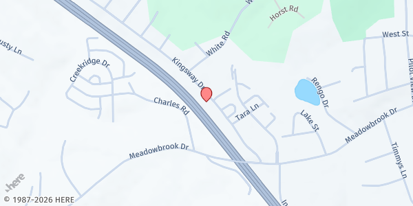 Map showing King Outreach Ministry at 413 Kingsway Dr, King, NC