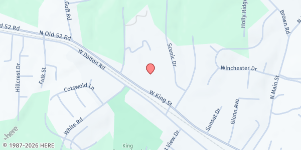 Map showing The Rock Church at 416 W. King St., King, NC