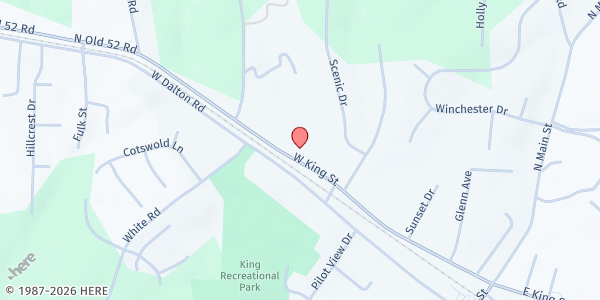 Map showing The Rock Church at 416 W King Street, King, NC