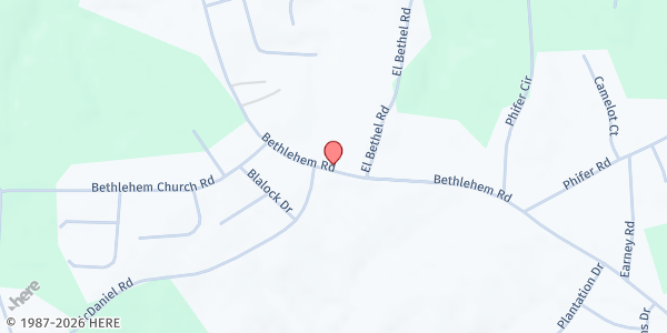 Map showing Bethlehem Baptist Church at 1015 Bethlehem Rd., Kings Mountain, NC