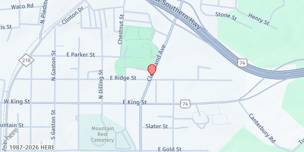 Map showing Kings Mountain Crisis Ministry at 208 N Cleveland Ave, Kings Mountain, NC