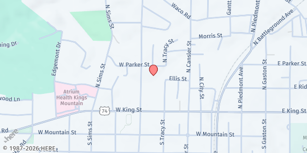 Map showing Mt Zion - Washington Missionary at 220 N. Watterson St., Kings Mountain, NC