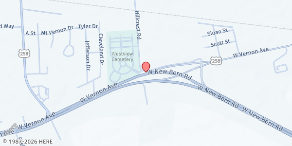 Map showing Herring Grove F.W.B. Church at 4851 Hwy. 70 W., Kinston, NC