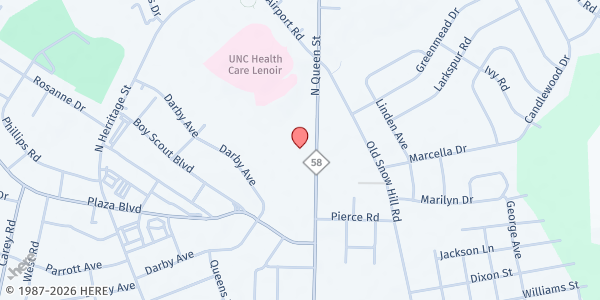 Map showing Salvation Army Pantry - Kinston at 2110 North Queen Street, Kinston, NC