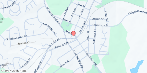 Map showing Community Helpers Service Center at 111 N. 1st Ave., Knightdale, NC