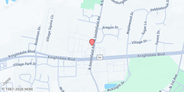 Map showing Cristo La Solucion at 1205 N. Smithfield Rd., Knightdale, NC