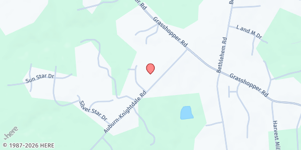 Map showing The Light of Life Ministry at 2100 Auburn Rd., Knightdale, NC