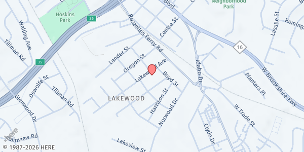 Map showing Faith Memorial Baptist Church Summer Meals Site at 211 Lakewood Avenue, Lakewood, NC