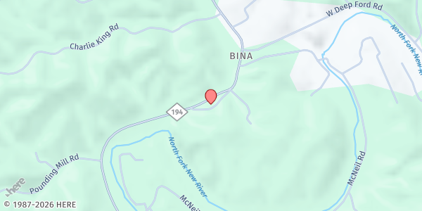 Map showing Phoenix Baptist Church at 7910 NC-194, Lansing, NC