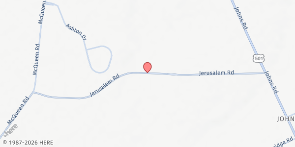 Map showing Jerusalem UMC at 16601 Jerusalem Rd., Laurinburg, NC