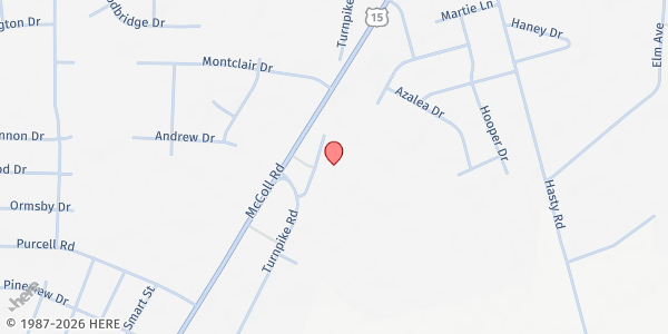 Map showing Laurinburg Hope in Christ at 11141 Turnpike Rd., Laurinburg, NC