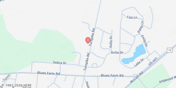 Map showing St. Luke UMC at 1501 Turnpike Rd., Laurinburg, NC