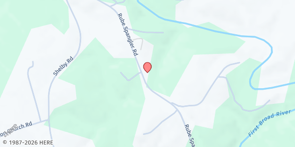 Map showing Community Baptist Church at 3548 Rube Spangler Rd., Lawndale, NC