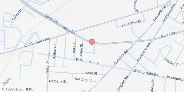 Map showing Righteous Guide Ministry, Inc. at 2444 Owen Dr., Legion Park, NC