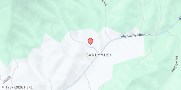Map showing Sandy Mush Community Center at 19 School Rd., Leicester, NC