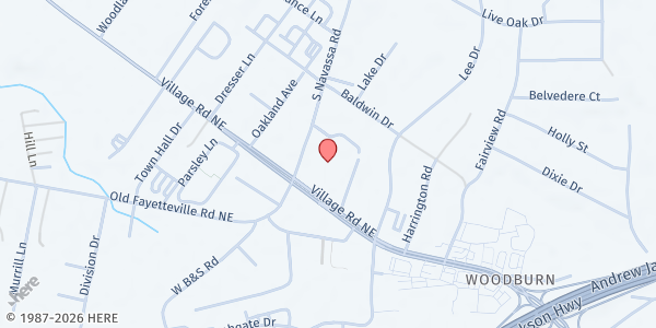 Map showing Brunswick Family Assistance- Leland at 324-I Village Rd., Leland, NC