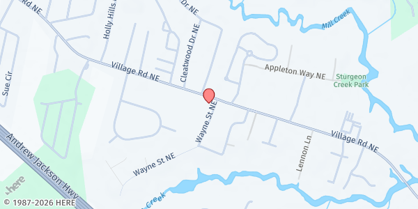 Map showing Inspirational House of Praise at 1005 Village Rd., Leland, NC