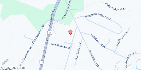 Map showing Towncreek Vision Corporation at 215 Sunnybrook Way Rd., Leland, NC