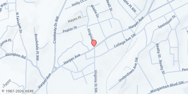Map showing Caldwell County Yokefellow Food Pantry at 1602 Harper Ave. NW., Lenoir, NC