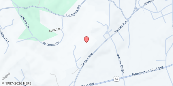 Map showing Fairview Presbyterian Church - Pay it Forward at 2058 Harper Ave. NW., Lenoir, NC