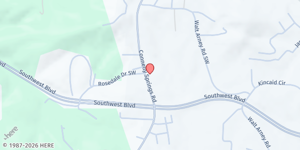 Map showing First Baptist Church, Whitnel at 1201 Connelly Springs Rd. SW., Lenoir, NC