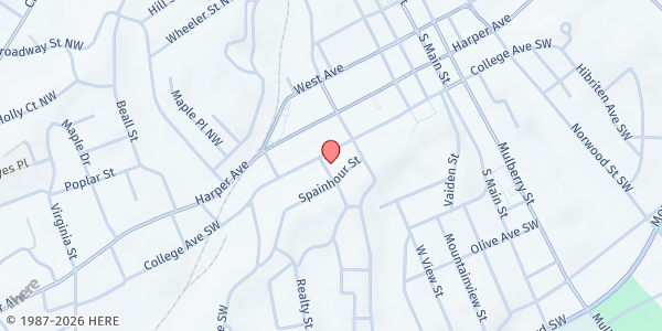 Map showing Lenoir Soup Kitchen at 1113 College Avenue SW, Lenoir, NC