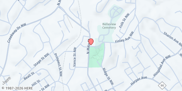 Map showing Love Walk Ministries at 602 N. Main St., Lenoir, NC