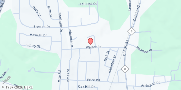 Map showing First Assembly of God at 382 Walser Road, Lexington, NC