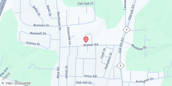 Map showing First Assembly of God at 382 Walser Rd., Lexington, NC