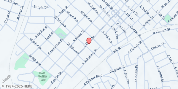 Map showing Grace Episcopal Church at 419 S. Main St., Lexington, NC